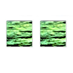 Green  Waves Abstract Series No13 Cufflinks (square) by DimitriosArt