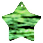 Green  Waves Abstract Series No13 Star Ornament (Two Sides) Back