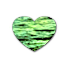 Green  Waves Abstract Series No13 Rubber Coaster (heart) by DimitriosArt