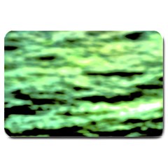 Green  Waves Abstract Series No13 Large Doormat  by DimitriosArt