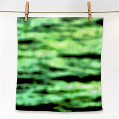 Green  Waves Abstract Series No13 Face Towel by DimitriosArt