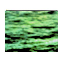 Green  Waves Abstract Series No13 Cosmetic Bag (xl) by DimitriosArt