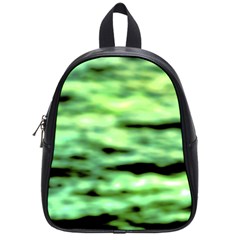 Green  Waves Abstract Series No13 School Bag (small) by DimitriosArt