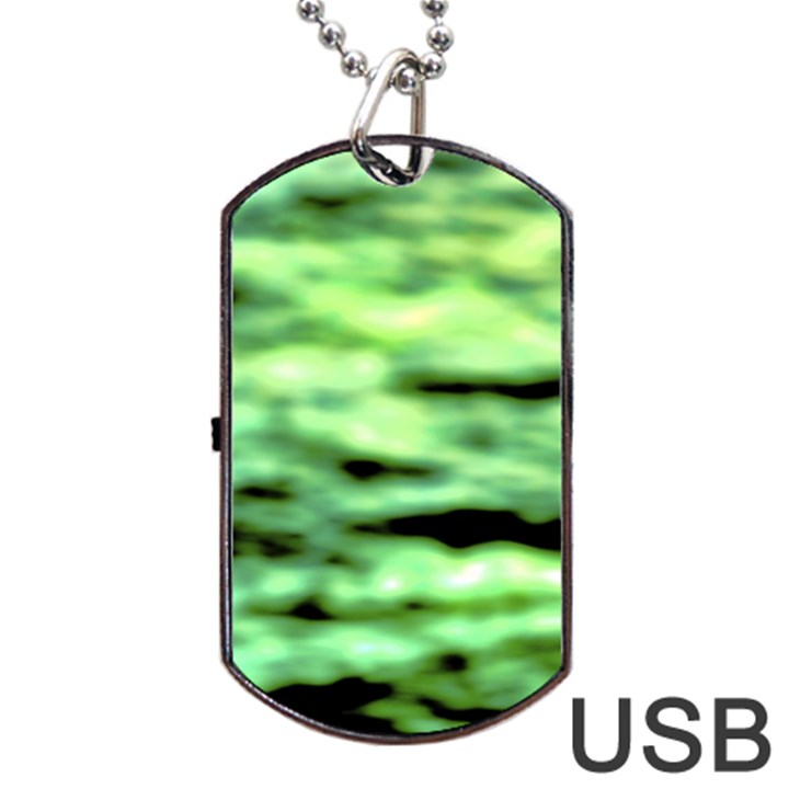 Green  Waves Abstract Series No13 Dog Tag USB Flash (Two Sides)