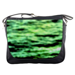 Green  Waves Abstract Series No13 Messenger Bag by DimitriosArt