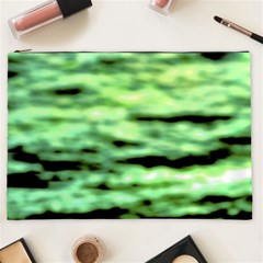 Green  Waves Abstract Series No13 Cosmetic Bag (xxl) by DimitriosArt