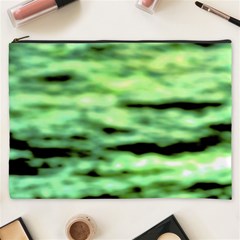 Green  Waves Abstract Series No13 Cosmetic Bag (xxxl) by DimitriosArt