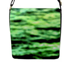 Green  Waves Abstract Series No13 Flap Closure Messenger Bag (l) by DimitriosArt