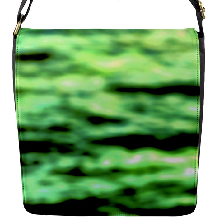 Green  Waves Abstract Series No13 Flap Closure Messenger Bag (S)