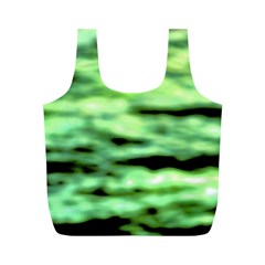 Green  Waves Abstract Series No13 Full Print Recycle Bag (m) by DimitriosArt