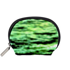 Green  Waves Abstract Series No13 Accessory Pouch (small) by DimitriosArt