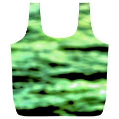 Green  Waves Abstract Series No13 Full Print Recycle Bag (xxxl) by DimitriosArt