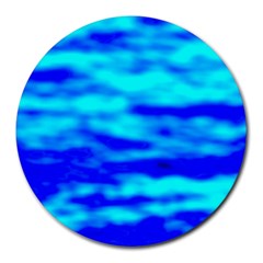 Blue Waves Abstract Series No12 Round Mousepads by DimitriosArt