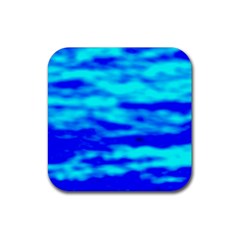 Blue Waves Abstract Series No12 Rubber Coaster (square) by DimitriosArt