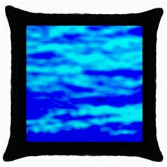 Blue Waves Abstract Series No12 Throw Pillow Case (black) by DimitriosArt