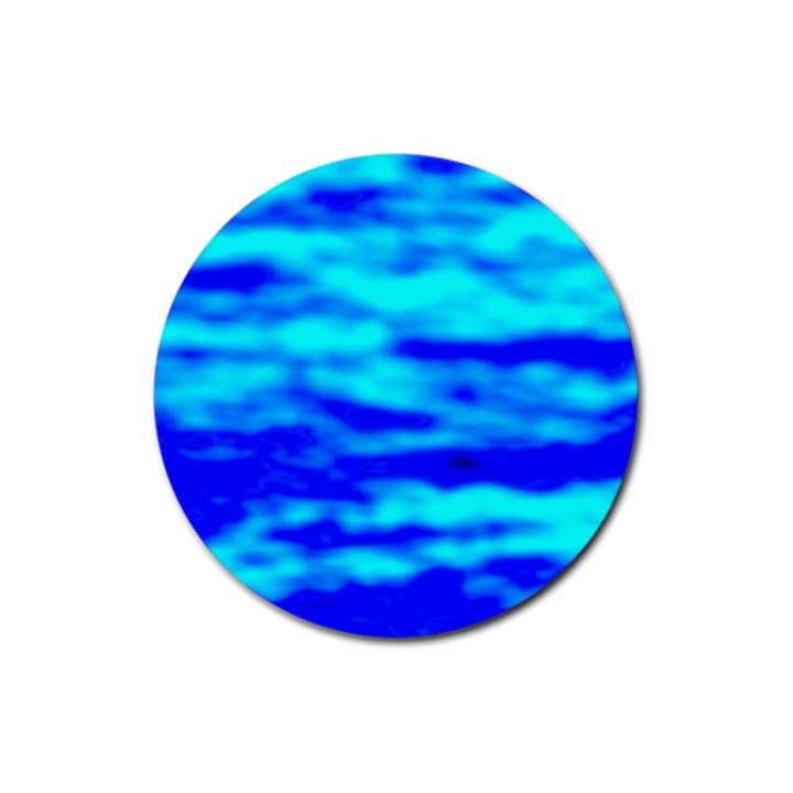 Blue Waves Abstract Series No12 Rubber Coaster (Round)