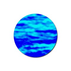 Blue Waves Abstract Series No12 Rubber Round Coaster (4 Pack) by DimitriosArt