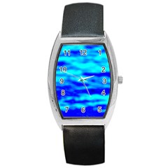 Blue Waves Abstract Series No12 Barrel Style Metal Watch by DimitriosArt