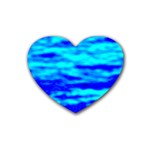 Blue Waves Abstract Series No12 Rubber Heart Coaster (4 pack) Front