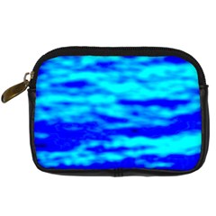 Blue Waves Abstract Series No12 Digital Camera Leather Case by DimitriosArt