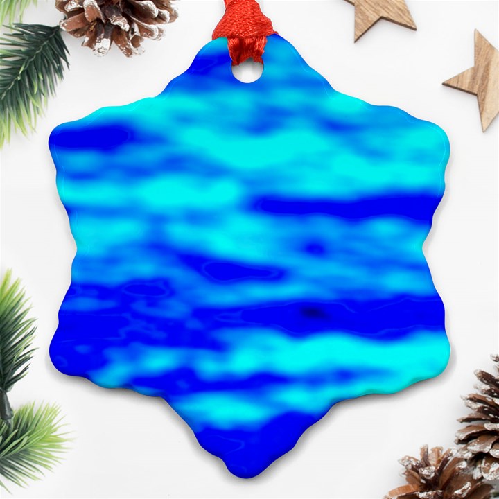 Blue Waves Abstract Series No12 Snowflake Ornament (Two Sides)