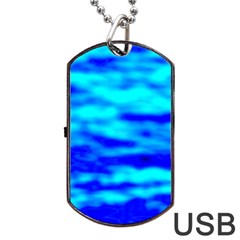 Blue Waves Abstract Series No12 Dog Tag Usb Flash (one Side) by DimitriosArt