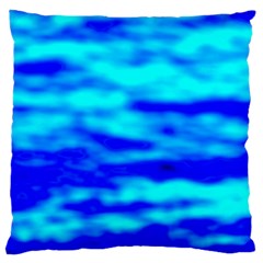 Blue Waves Abstract Series No12 Large Cushion Case (one Side) by DimitriosArt