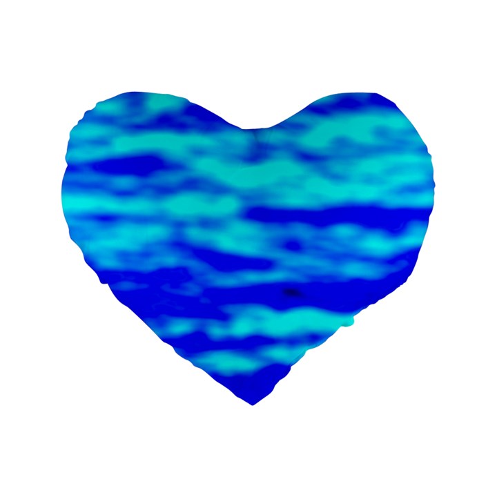 Blue Waves Abstract Series No12 Standard 16  Premium Heart Shape Cushions