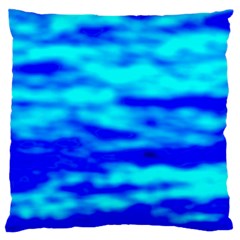 Blue Waves Abstract Series No12 Large Flano Cushion Case (one Side) by DimitriosArt