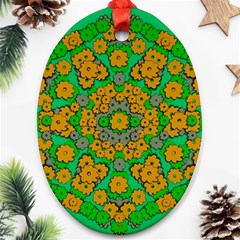 Stars Of Decorative Colorful And Peaceful  Flowers Ornament (oval) by pepitasart