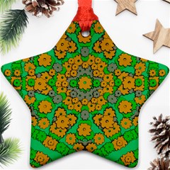 Stars Of Decorative Colorful And Peaceful  Flowers Ornament (star) by pepitasart