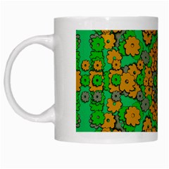 Stars Of Decorative Colorful And Peaceful  Flowers White Mugs by pepitasart