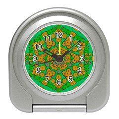 Stars Of Decorative Colorful And Peaceful  Flowers Travel Alarm Clock by pepitasart