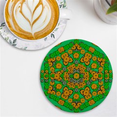 Stars Of Decorative Colorful And Peaceful  Flowers Uv Print Round Tile Coaster