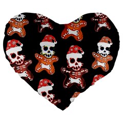 Zanoskull - Gingerbread Mon Large 19  Premium Heart Shape Cushions by Roxzanoart