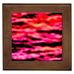 Red  Waves Abstract Series No15 Framed Tile by DimitriosArt