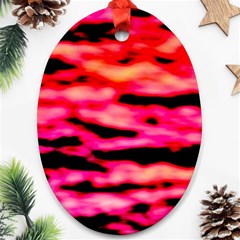 Red  Waves Abstract Series No15 Ornament (oval) by DimitriosArt