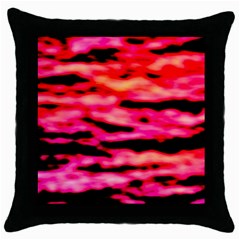 Red  Waves Abstract Series No15 Throw Pillow Case (black) by DimitriosArt