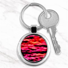 Red  Waves Abstract Series No15 Key Chain (round) by DimitriosArt