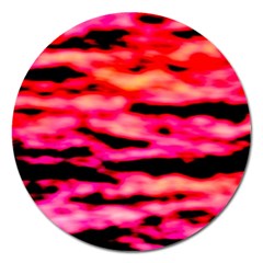 Red  Waves Abstract Series No15 Magnet 5  (round) by DimitriosArt