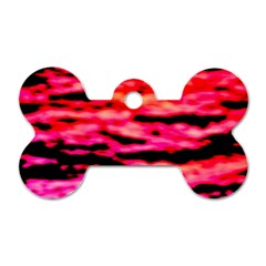 Red  Waves Abstract Series No15 Dog Tag Bone (one Side) by DimitriosArt