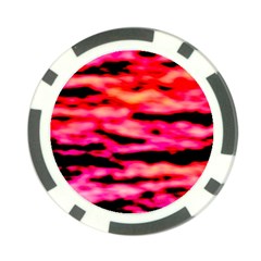 Red  Waves Abstract Series No15 Poker Chip Card Guard by DimitriosArt