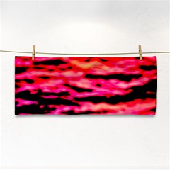 Red  Waves Abstract Series No15 Hand Towel by DimitriosArt