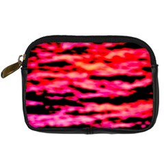 Red  Waves Abstract Series No15 Digital Camera Leather Case by DimitriosArt