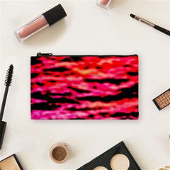 Red  Waves Abstract Series No15 Cosmetic Bag (small) by DimitriosArt