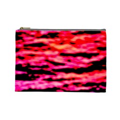 Red  Waves Abstract Series No15 Cosmetic Bag (large) by DimitriosArt