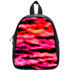 Red  Waves Abstract Series No15 School Bag (small) by DimitriosArt