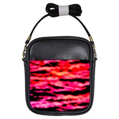 Red  Waves Abstract Series No15 Girls Sling Bag by DimitriosArt