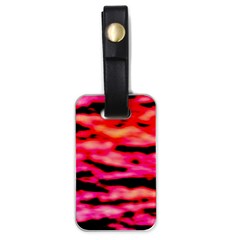 Red  Waves Abstract Series No15 Luggage Tag (one Side) by DimitriosArt