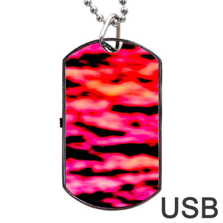 Red  Waves Abstract Series No15 Dog Tag USB Flash (Two Sides)